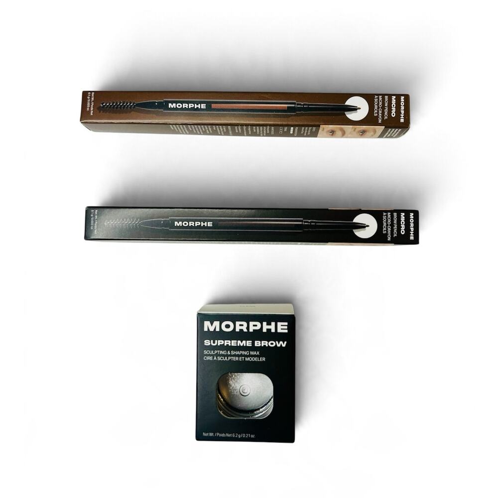 Morphe Brow Makeup 3pc Supreme Brow Wax Sculpting Pencils Mocha Chocolate Mousse